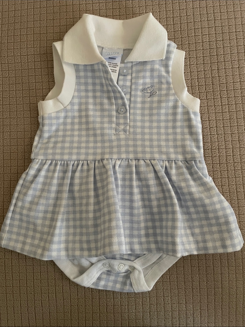 Draper James Light Blue Gingham Polo Dress 3-6 Mo.